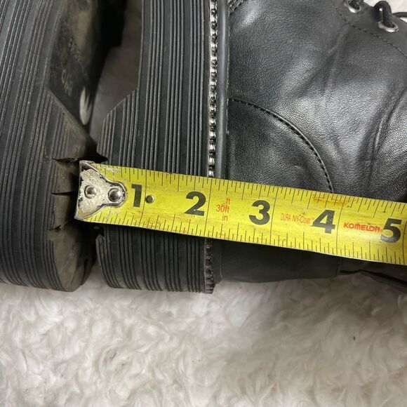 BCBG generation Kayte Black Combat boots with chain silver tone accent Size 8M - Picture 10 of 12